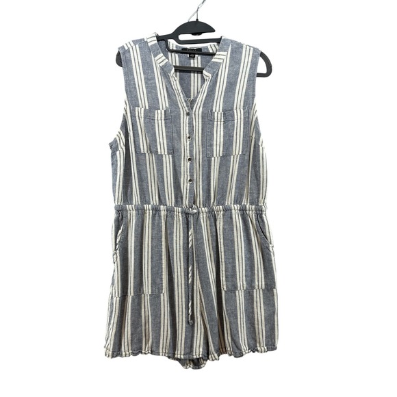 Kelly Renee Striped Romper Drawstring Waist Sleeveless Casual XL - Picture 1 of 7